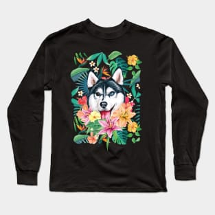 Tropical Siberian Husky 5 Long Sleeve T-Shirt